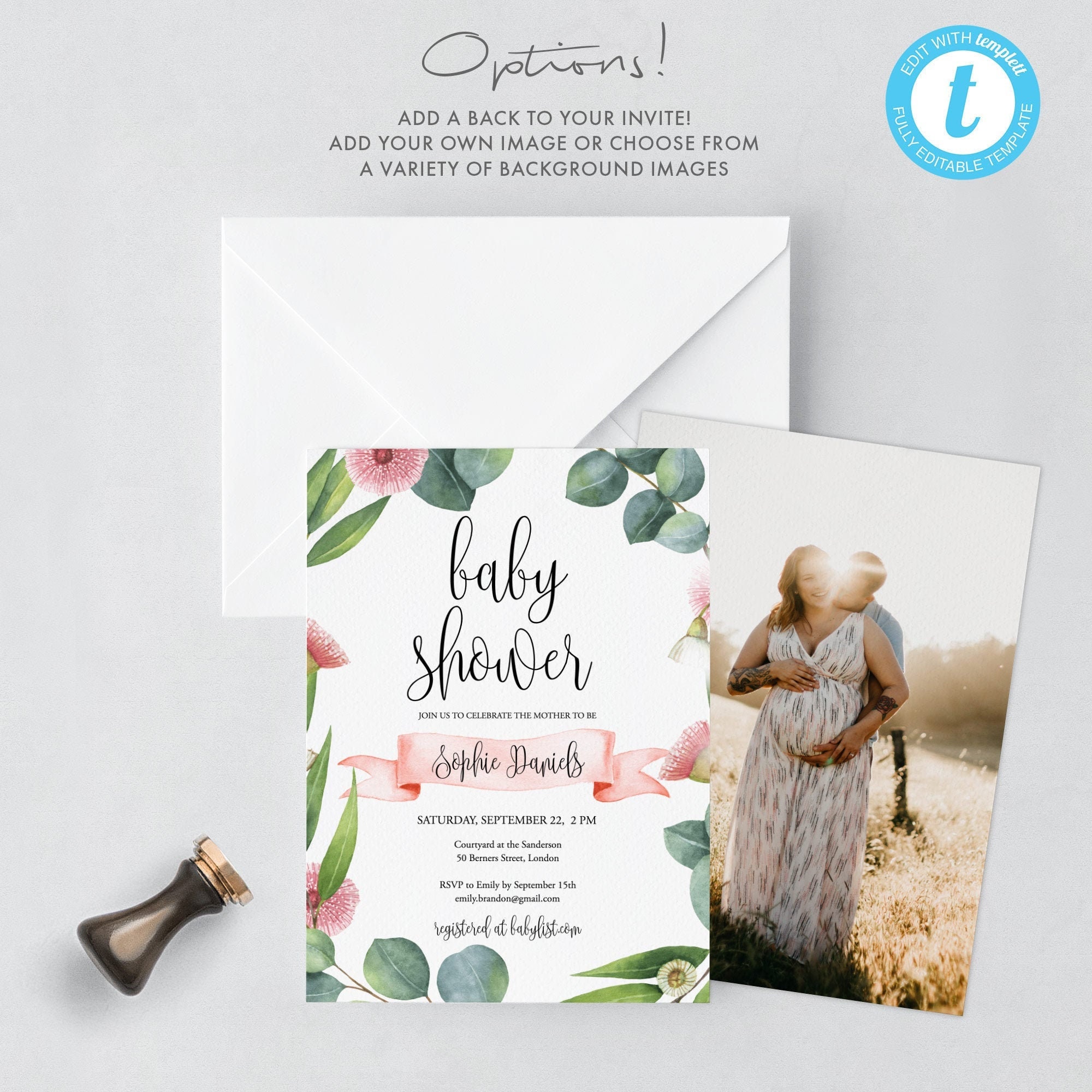 Printable Baby Shower Set Invitation Template Download Baby Etsy