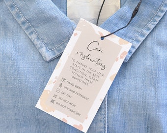 Small Business Washing Instructions Tag Template, Hanging Tag Care Instructions Tag with logo Product Tag, Business Tag Templett #B06