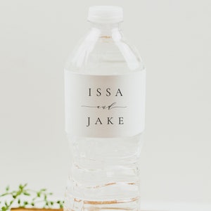 Printable Water Bottle Label Template Minimalist Water Bottle Label Wedding Bottle Label Modern editable Templett  #ISSA