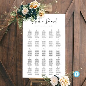 Alphabetical seating chart template download Modern Seating Plan Wedding Seating Chart Simple Printable Seating Editable Sign Templett 16
