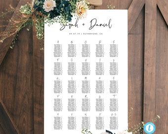 Alphabetical seating chart template download Modern Seating Plan Wedding Seating Chart Simple Printable Seating Editable Sign Templett 16