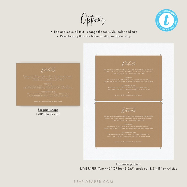 Details Card Template Details Card Wedding Insert Printable Etsy