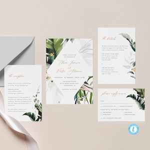 Tropical Wedding Set Destination Wedding Invitation Template download Beach Wedding Printable Wedding Invite Editable Invitation Templett 23