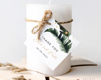 Tropical Favor Tag Template, Modern Wedding Tag Templett, Printable Favor Tag Template Gift Tag label #23