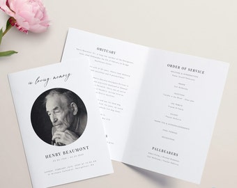 Funeral program template Download Simple Foldable Funeral Template Memorial Program Templett Minimalist #FM05
