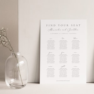 Small Wedding seating chart template Minimalist Seating Plan Printable Seating Plan Editable Sign Templett 10 image 4