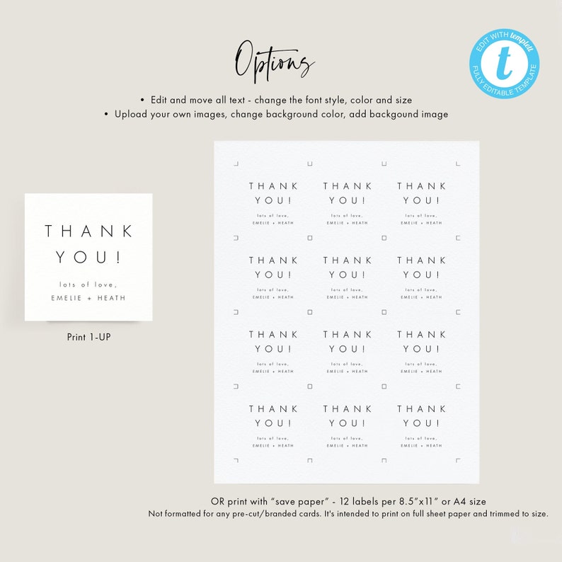 Modern Wedding Favor Tag Template Download Square Favor Tags Personalized Tag Minimalist Wedding Label Custom Favor Tags Templett 32 image 4