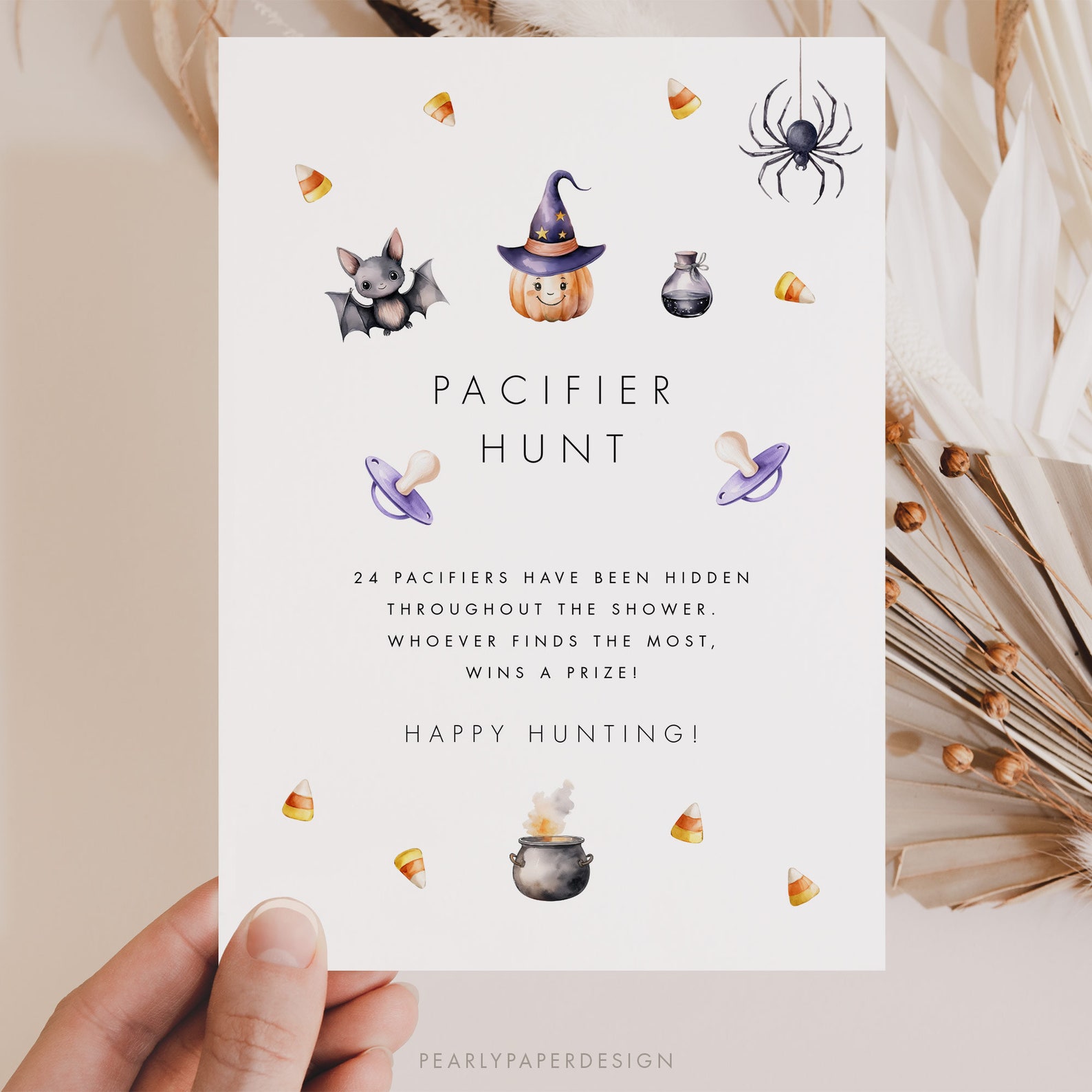Pacifier Hunt Sign Template, Halloween Baby Shower Game Sign, Printable ...