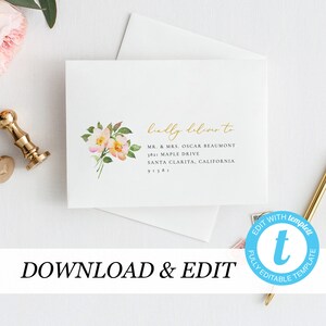 Floral Envelope Template, Printable Wedding Envelope Templett editable address template Calligraphy DIY envelope address label 08