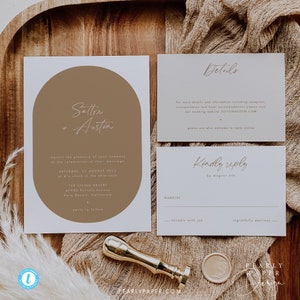 Oval Wedding Invitation Template Digital Download Sand Desert Wedding Invite Set Templett Beige Wedding #50