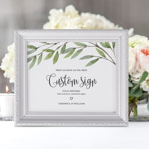Greenery Custom Sign Template Download Rustic Wedding Sign Printable ...