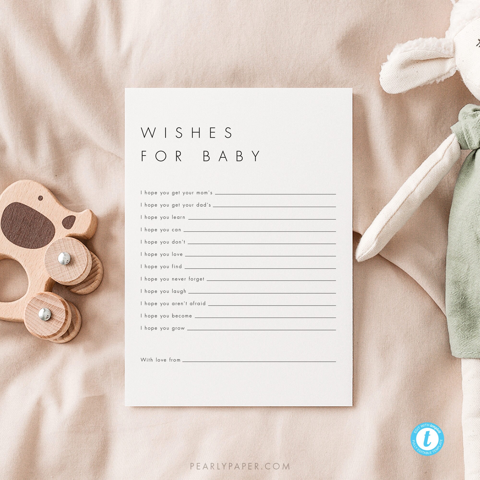 Minimalist Baby Shower Wishes for Baby Game Template Baby Etsy Australia