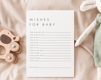 Minimalist Baby Shower Wishes for Baby Game Template, Baby Shower Games Printable Wishes Game Templett Virtual Games Baby Wishes M21