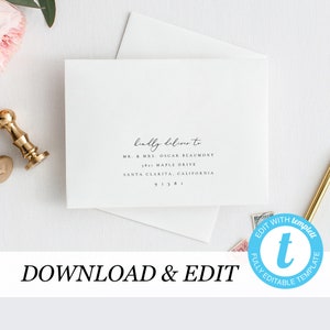 Envelope Template, address label Printable Wedding Envelope Templett address template Calligraphy Instant Download DIY envelope Editable 10