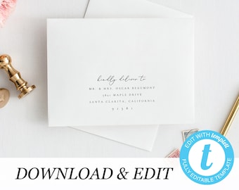 Envelope Template, address label Printable Wedding Envelope Templett address template Calligraphy Instant Download DIY envelope Editable 10