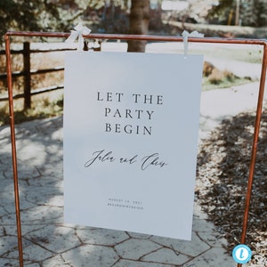 Let the Party Begin Hochzeitsschild Vorlage, Moderne Hochzeit Willkommensschilder, Printable Willkommensposter Editierbares Willkommensschild Templett #31