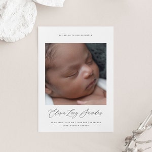 Modèle de faire-part de naissance à télécharger pour faire-part de naissance avec photo Merci Templett