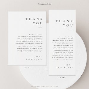 Elegant Thank you and Menu Template Download Modern Wedding Menu Napkin Note Menu Cards Editable Menu wedding DIY menu 36 image 3