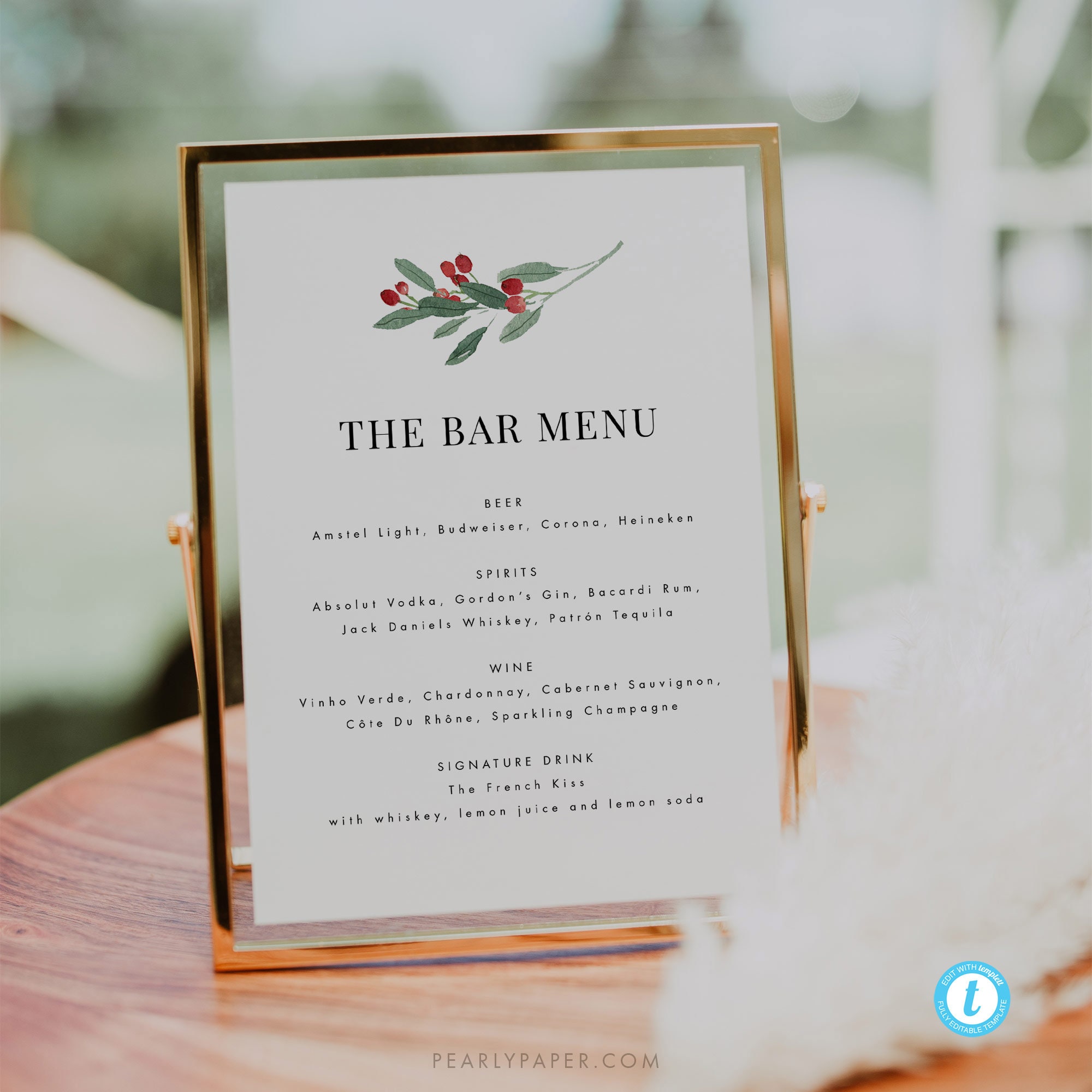 Christmas Bar Menu Template Printable Bar Sign Templett Etsy