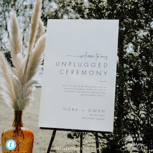 Modern Unplugged Wedding Sign Template Download Elegant Minimalist Unplugged Ceremony Sign Printable Unplugged Signs Templett #064