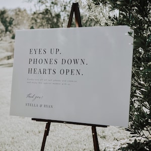 Eyes up Phones Down Heart Open Sign Template Minimalist Modern Unplugged Wedding Sign Ceremony Sign Printable Unplugged Signs Templett #24