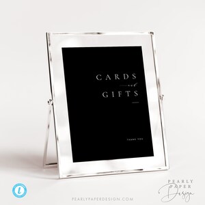 Black and white Cards and Gifts Sign Template Download Modern Wedding Gifts Sign Editable Cards and Gifts Sign Printable Sign Templett #B48