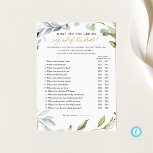 What did the Groom say Bridal Shower Game Template Bridal Shower what did groom say Game Bride and Groom game Templett 18