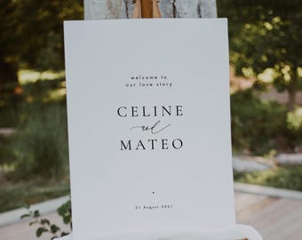 Simple wedding signs Wedding welcome sign Template Download Modern Wedding Sign Printable welcome poster Editable Welcome Sign #CELINE