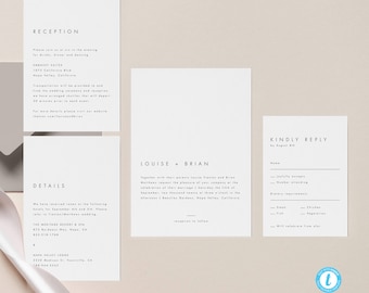 Minimalist Wedding Invitation Template Download Printable Wedding Invite Modern Wedding Invitation Set Templett DIY editable Wedding 21