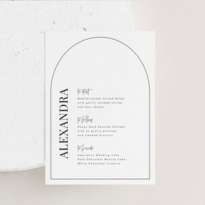 Arched Menu Template Download Modern Wedding Menu Arch Menu Editable ...