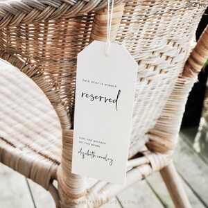 Wedding Seating Tag Template, Reserved Seating Template, Modern Printable Chair Tags, Editable Chair Tag, Reserved Wedding Tag, Templett #43