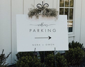 Wedding Parking sign Template, Minimalist Welcome Parking Signs, Script Wedding Parking poster, Modern Parking Sign Templett #064