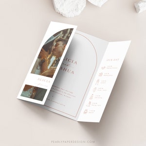 Terracotta Gatefold Wedding Invitation Template Download Arched Wedding Invite Modern Wedding Invitation Set Templett editable Wedding 39 image 3