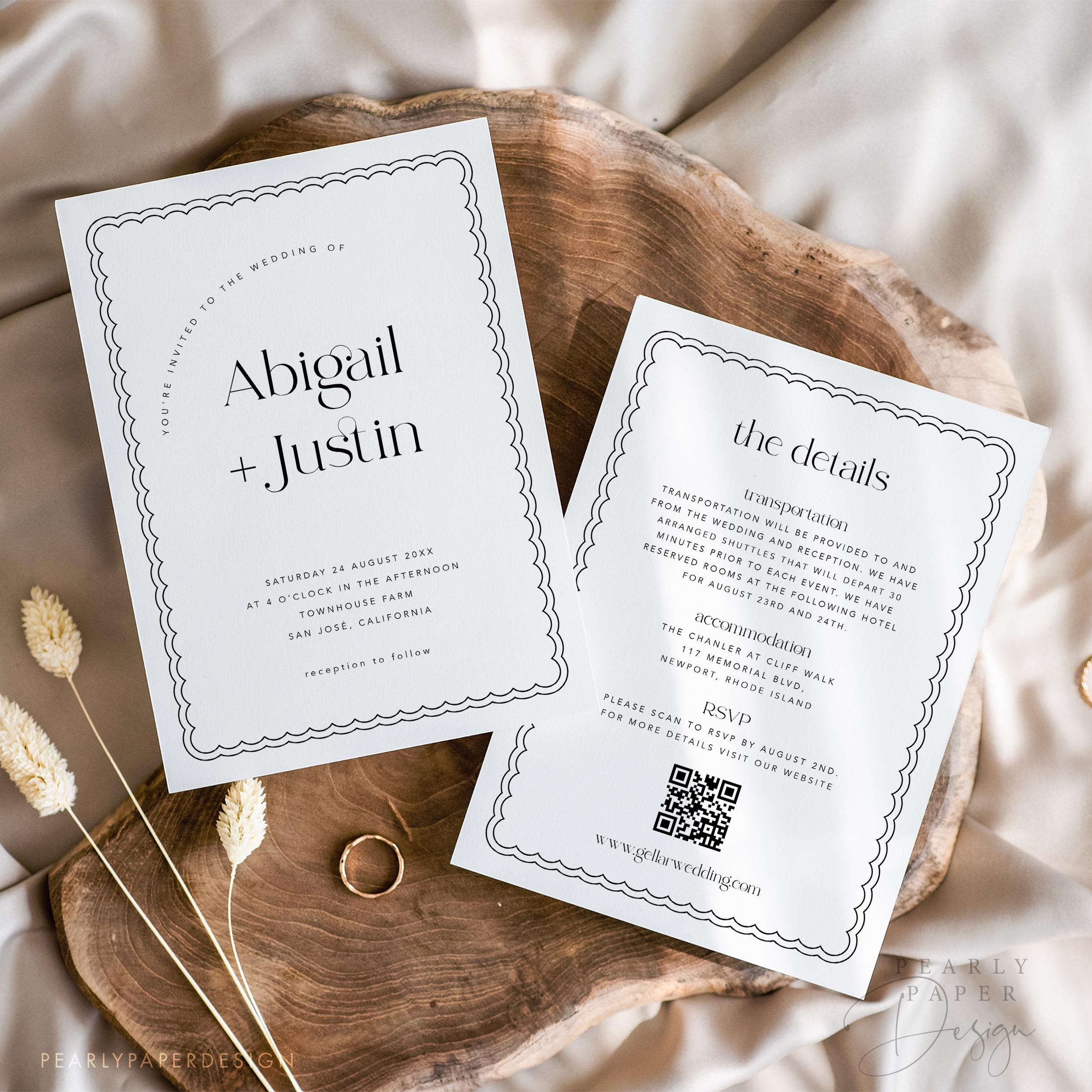 Wedding Invitation With RSVP QR Code and Details on Back, Double Sided Wedding  Invite Template, Modern Elegant Wedding Invite, Templett #061 - Etsy Israel, image size:2500x2500
