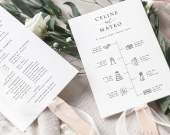 Wedding Ceremony Timeline Card Fan Template Download, Modern Minimalist Wedding Ceremony Program Order of Events schedule Templett #45