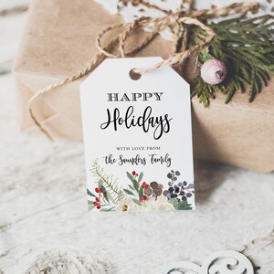 Printable Tag Happy Holidays Tag Template Gift Tag Merry Christmas Gift ...