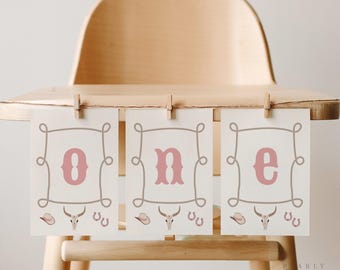 Western First Birthday Banner, First Rodeo ONE Banner, Cowgirl Birthday Banner, 1st Birthday Garland, Cowgirl Birthday, Templett #CB093