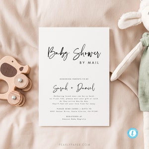 Modern Baby Shower by Mail Template Download Baby Shower from Afar Invitation Printable Baby Girl or Boy Baby Shower Templett image 1