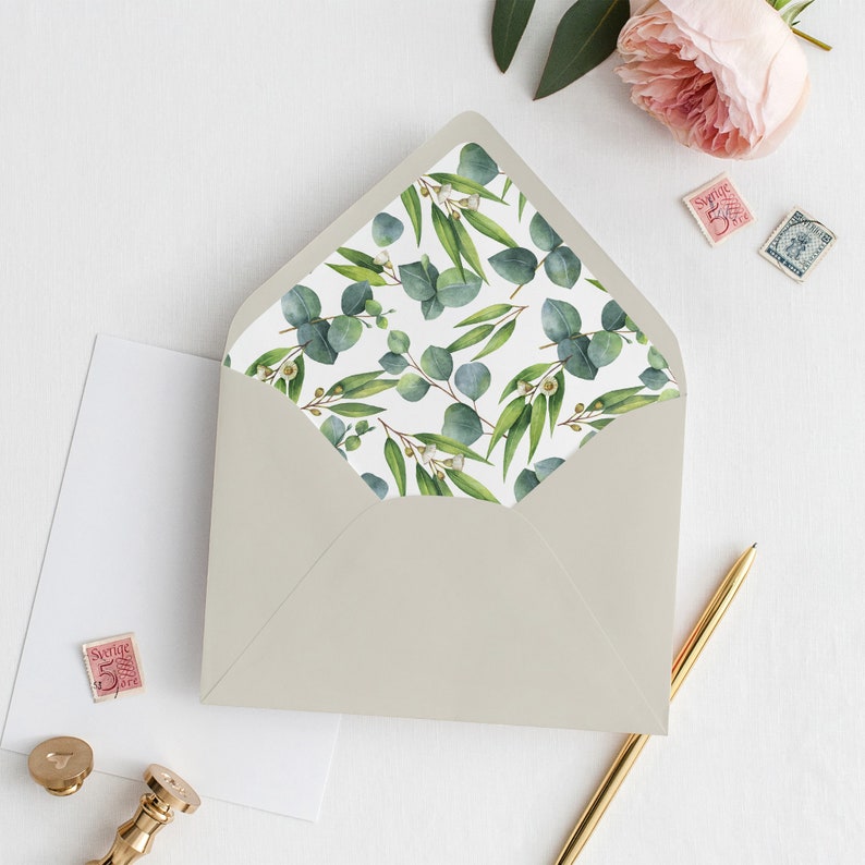 Greenery Envelope Liner Template Eucalyptus Envelope Liner Etsy