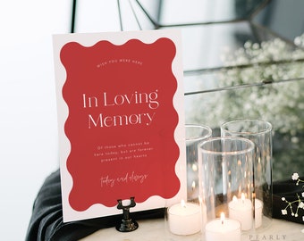 In loving Memory Sign Template Download, Trendy Wedding Forever in our Hearts Sign, Candle Sign, Templett #057