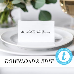Place card Template Printable Wedding Place Cards Wedding Place Cards Templett, simple elegant Editable DIY Place cards Instant Download 06
