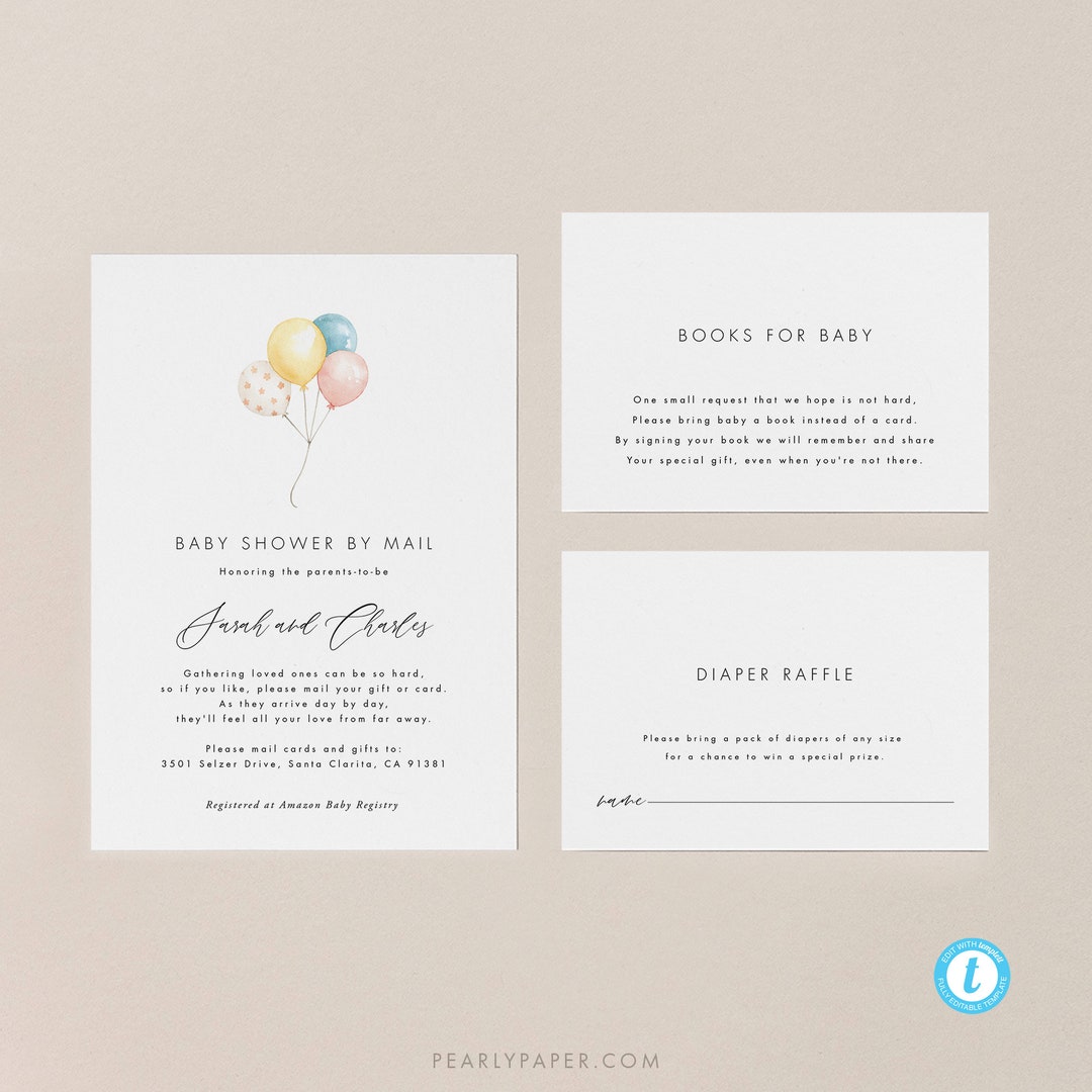 Baby Shower by Mail Template Download Books for Baby Diaper Etsy