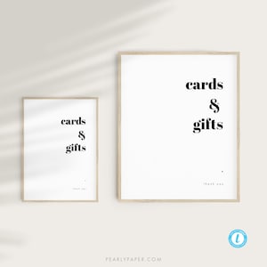 Sjabloon voor moderne kaarten en geschenken downloaden Minimalistische huwelijksgeschenken ondertekenen bewerkbare kaarten en geschenken ondertekenen afdrukbaar bord Templett 33
