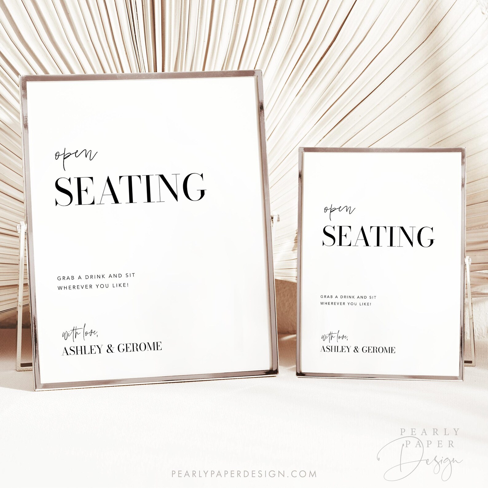 Open Seating Sign Template, Minimalist Seating Table Sign Download ...