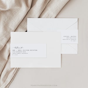 May include: Two white envelopes with handwritten addresses. The top envelope is addressed to "CELINE MATEO 3501 Selzer Drive Santa Clarita, California 91381". The bottom envelope is addressed to "MR. + MRS. OLIVER HUNTER 4745 SANDHEARST DRIVE SANTA CLARITA, CALIFORNIA 91383".