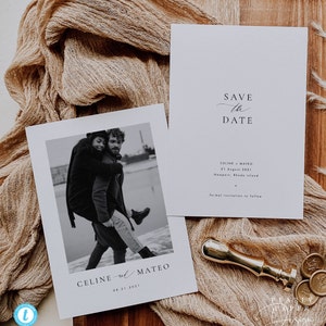 Speichern Sie das Datum Vorlage Download Individuell Moderne Einfache Elegante Save the Date Karte Templett Printable Speichern Sie unsere Datumseinladung #CELINE