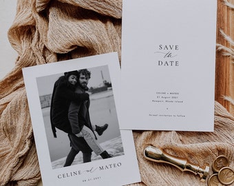 Plantilla para guardar la fecha Descarga personalizada Moderna Simple Elegante Tarjeta para guardar la fecha Templett Imprimible Invitación para guardar nuestra fecha #CELINE