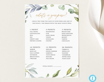 What's in your purse Bridal Shower Game Template Whats in your purse game Printable Bridal Shower Games 18