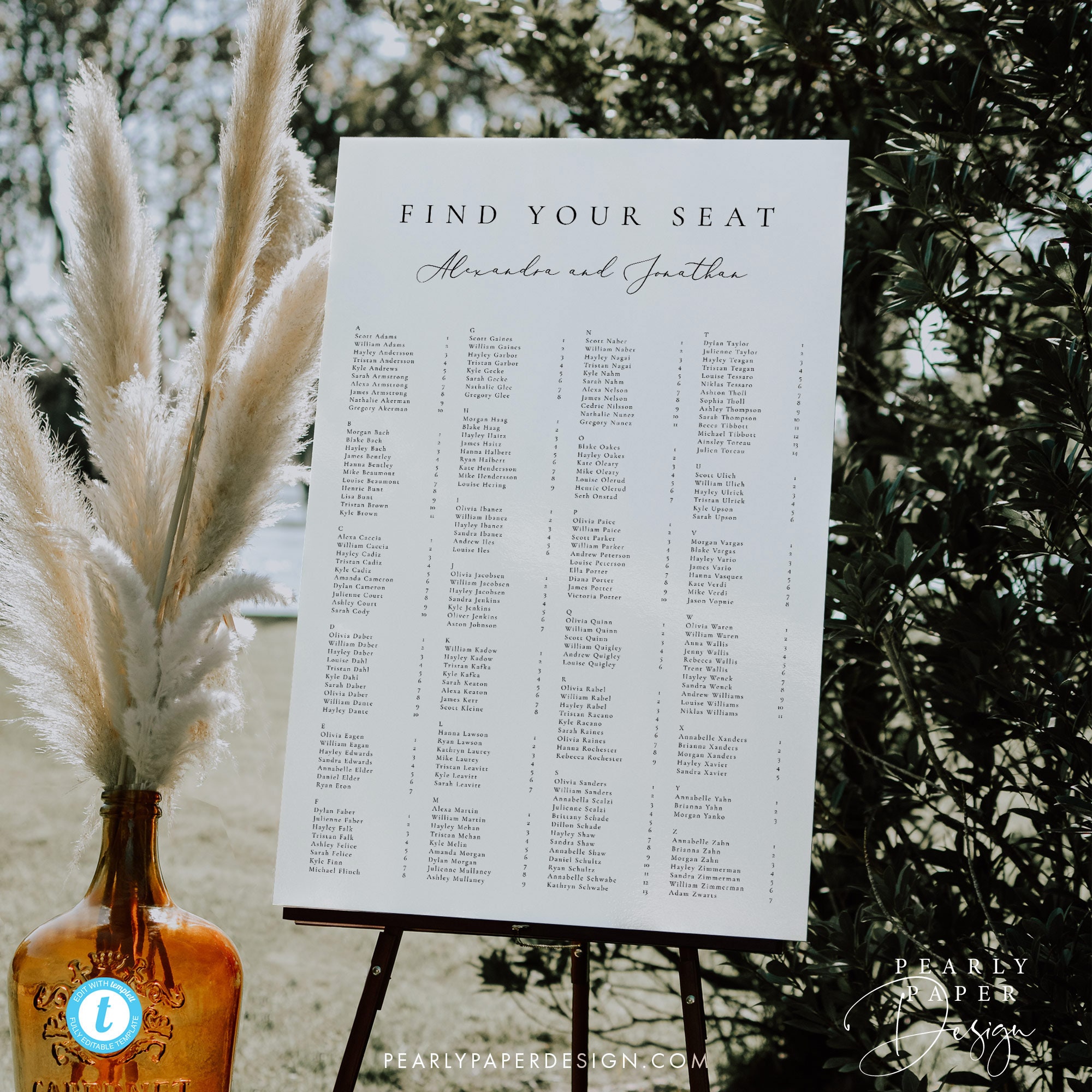 Seating Letters Alphabetical Seating Chart Template Download Simple Modern Seating ...