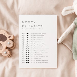 Guess Who Mommy or Daddy Template, Printable Baby Shower Game who said it, He said She said Templett, Baby Game Template M21